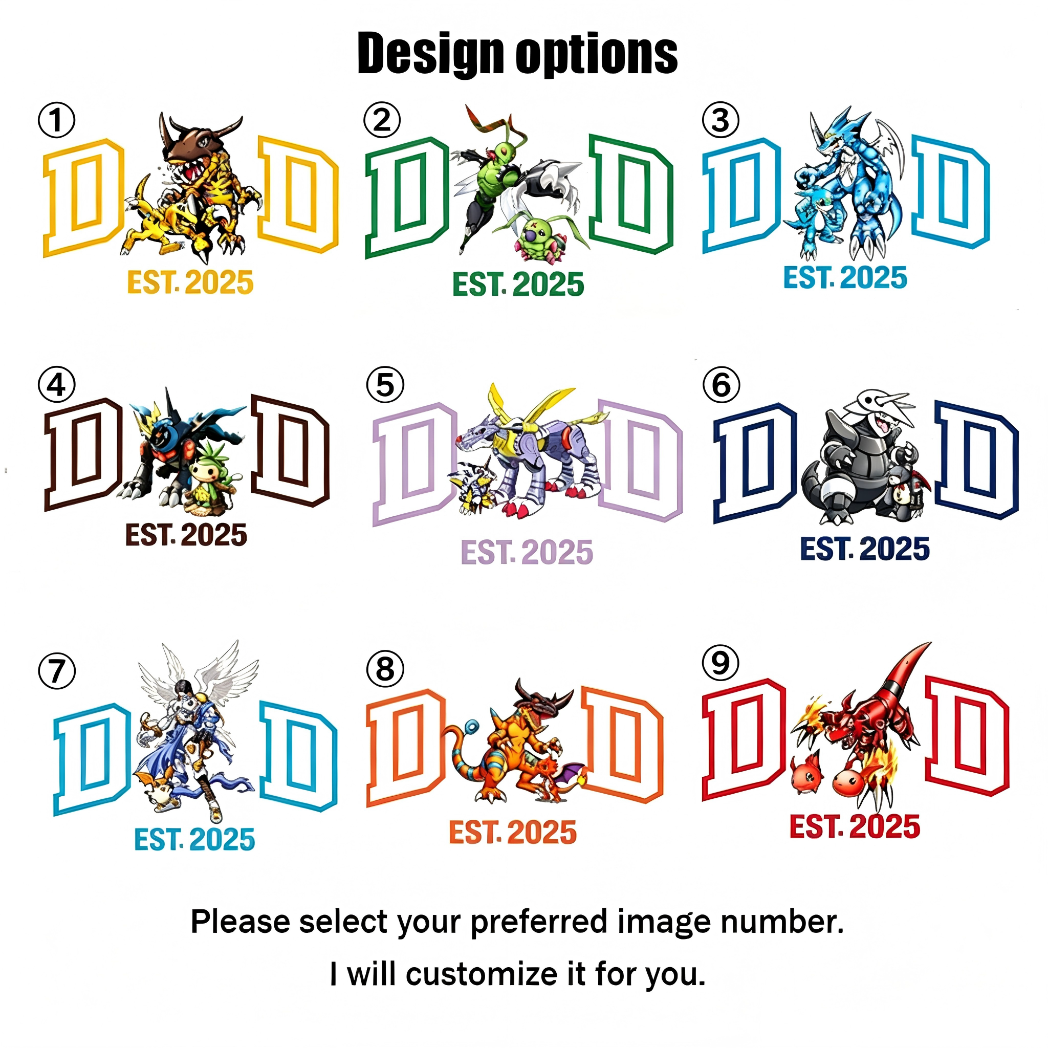 Personalized Digimon Fathers Day Crewneck with EST Year