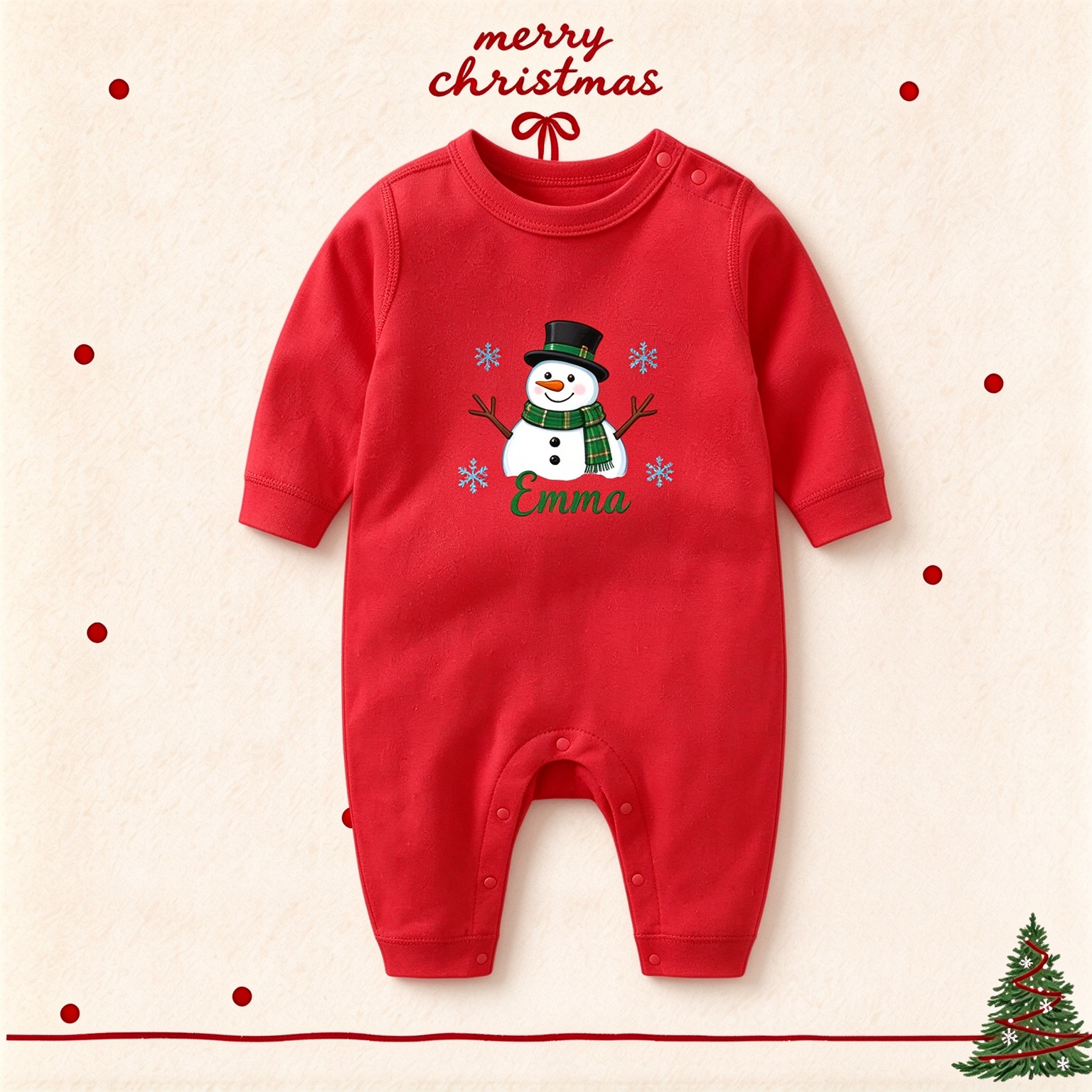 Custom Name Christmas Baby Onesie, Personalized Xmas Newborn Bodysuit