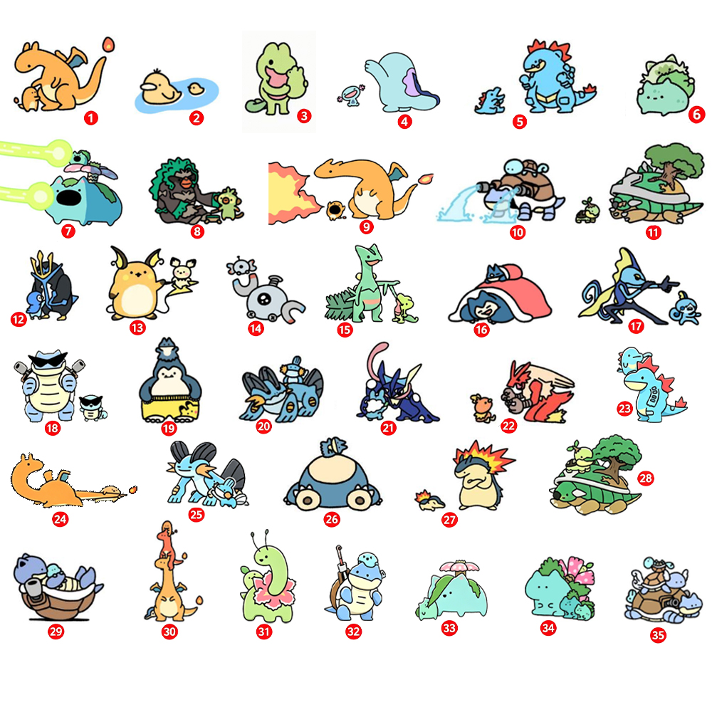 Cute Parent & Kid Pokemon Family Collection Vintage Washed T-Shirt