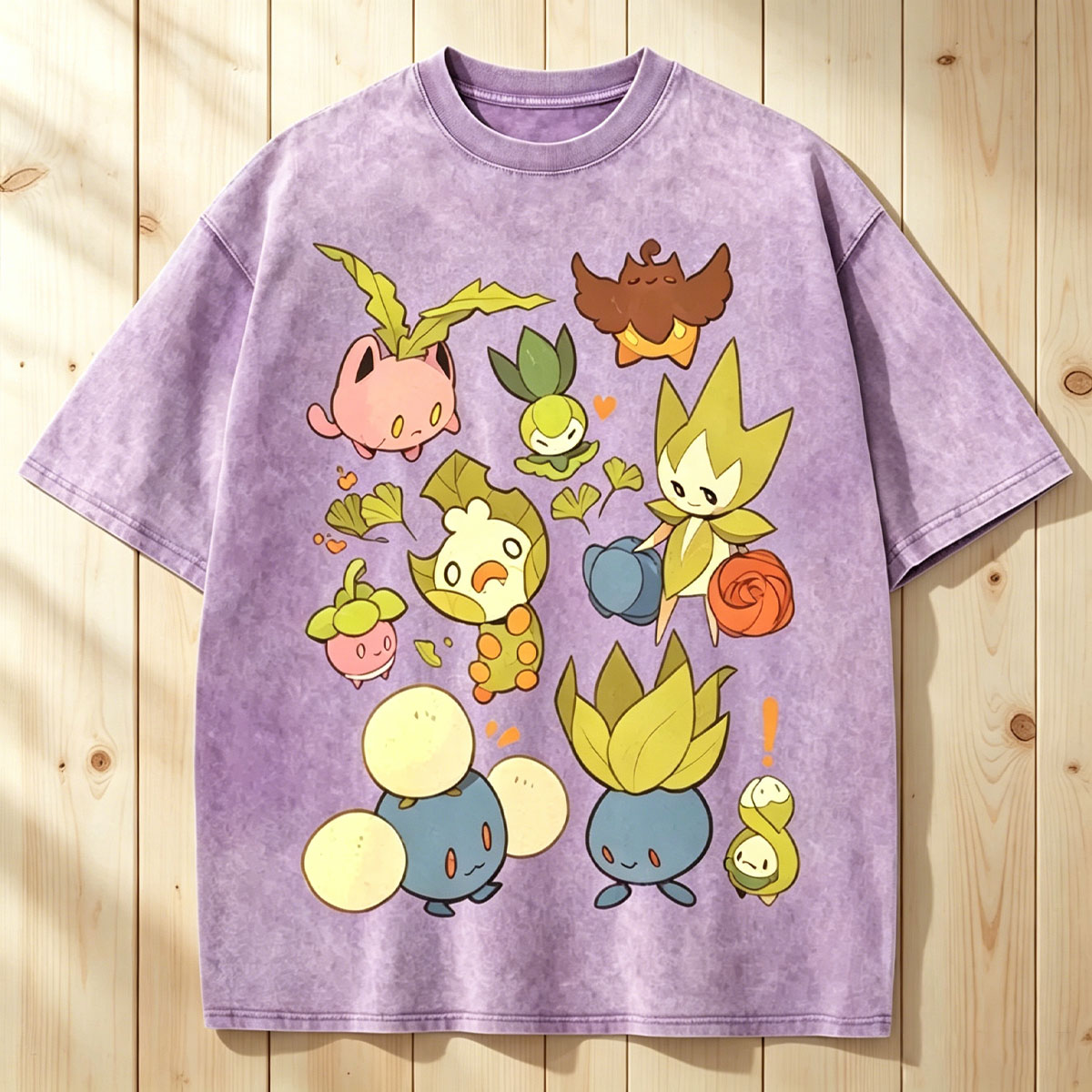 Grass Pokemon Squad Unisex Vintage Washed Tee