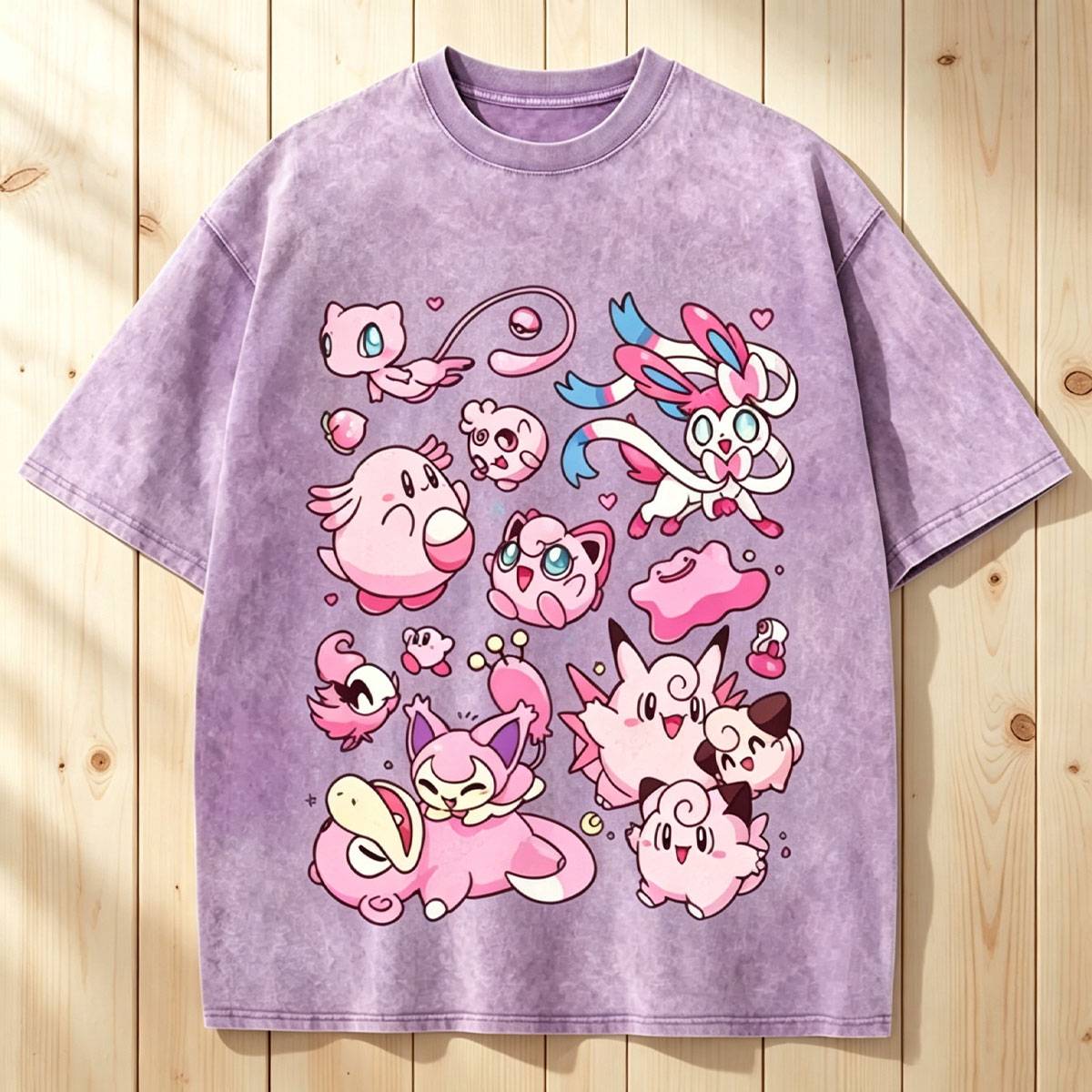 Pink Pokémon Friends Unisex Vintage Washed Tee