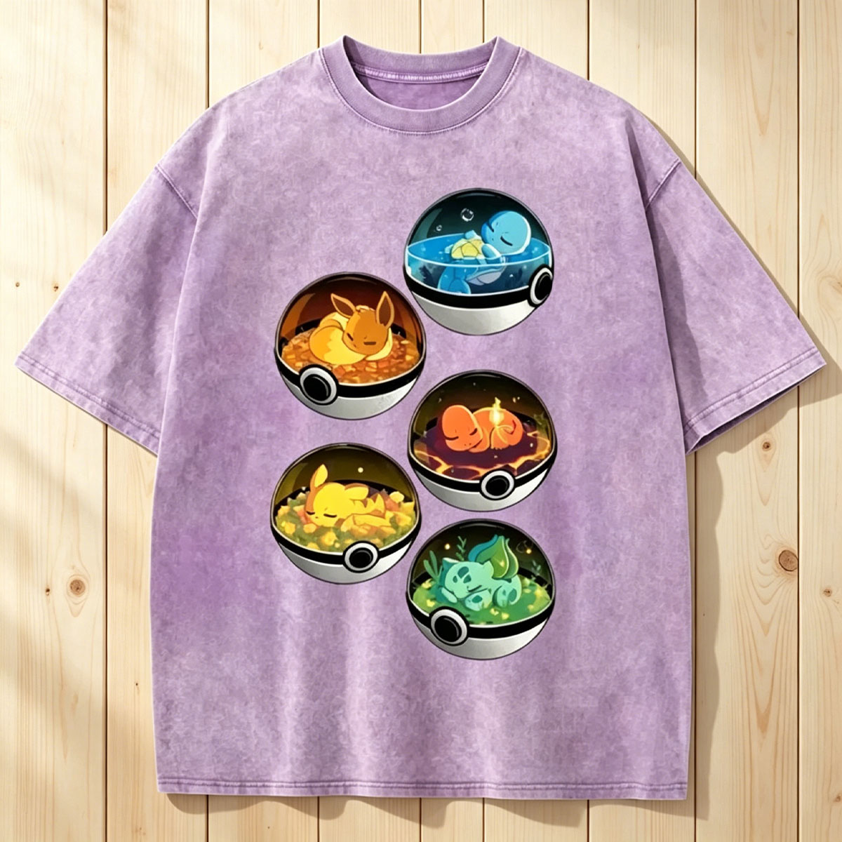 Five Pokémon Sleep Unisex Vintage Washed Tee