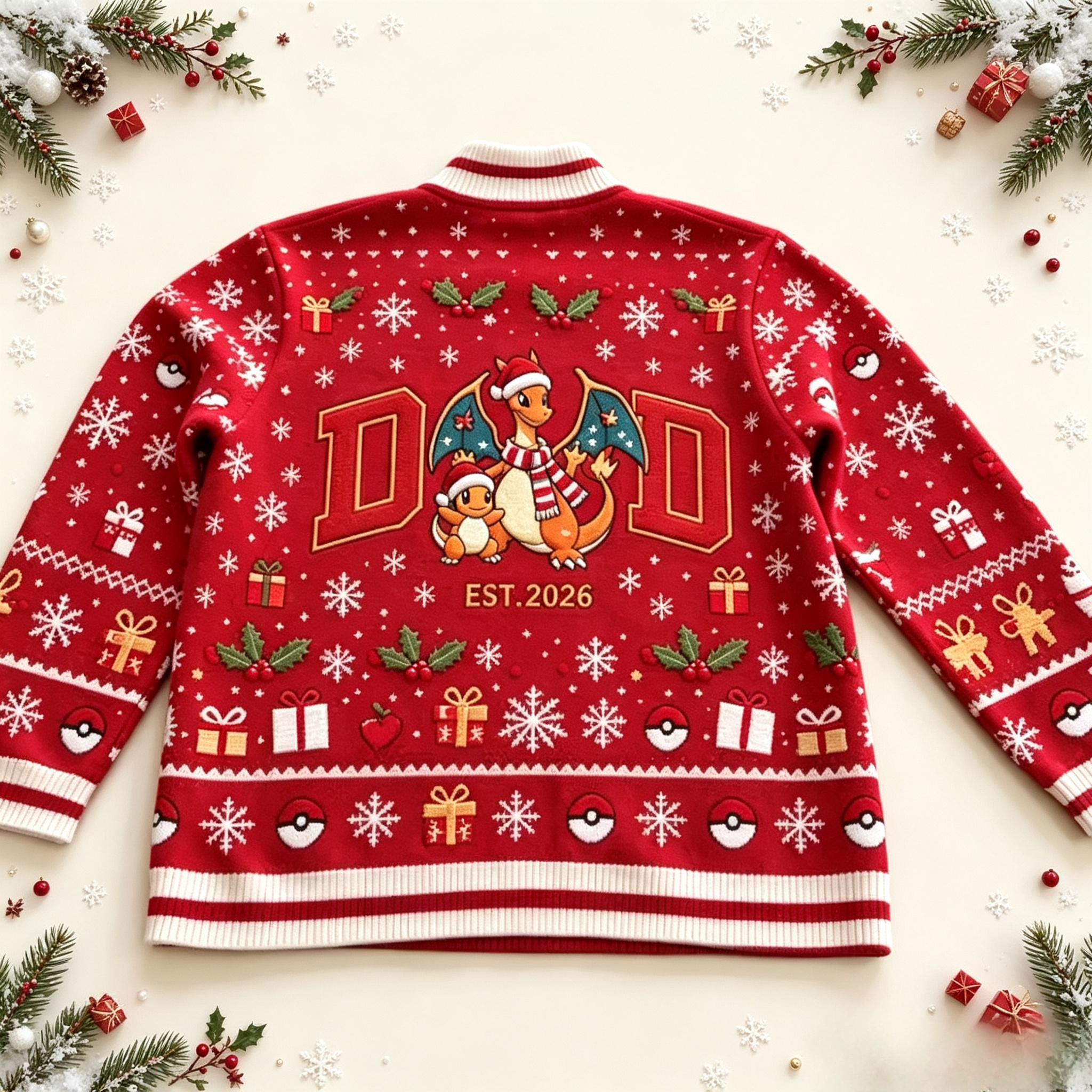 PKM Dad Christmas Full Print Zip Sweater