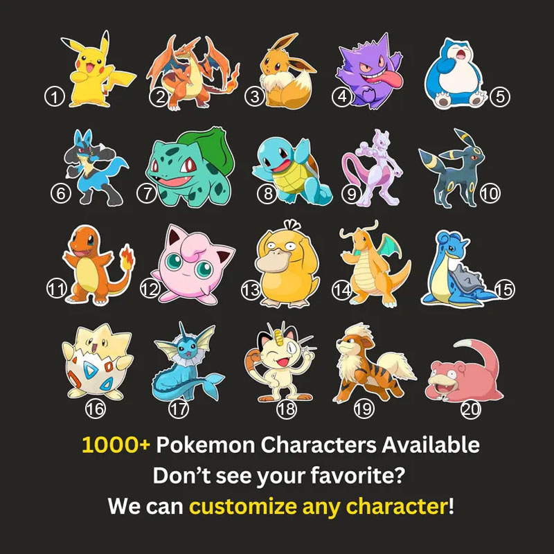 Custom Pokemon Dad Print Tee with Kids Names