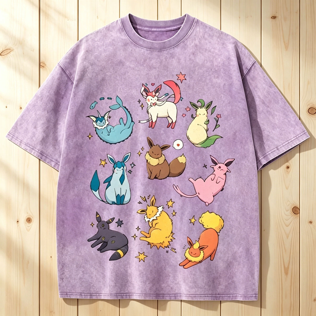 Eevee Evolution Form Unisex Vintage Washed Tee
