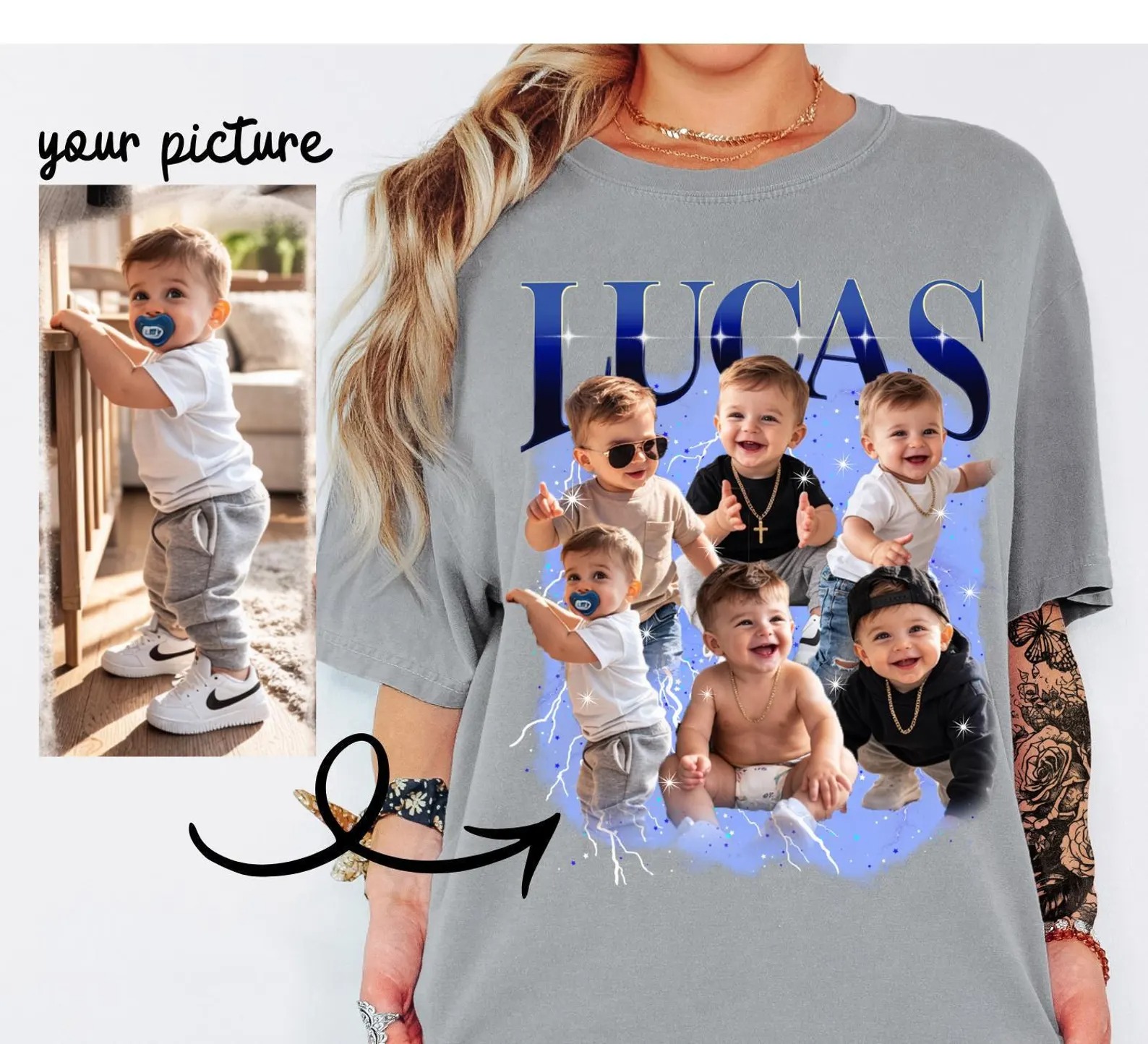 Personalized Bootleg Baby Collage Shirt Custom Kids Photo Shirt