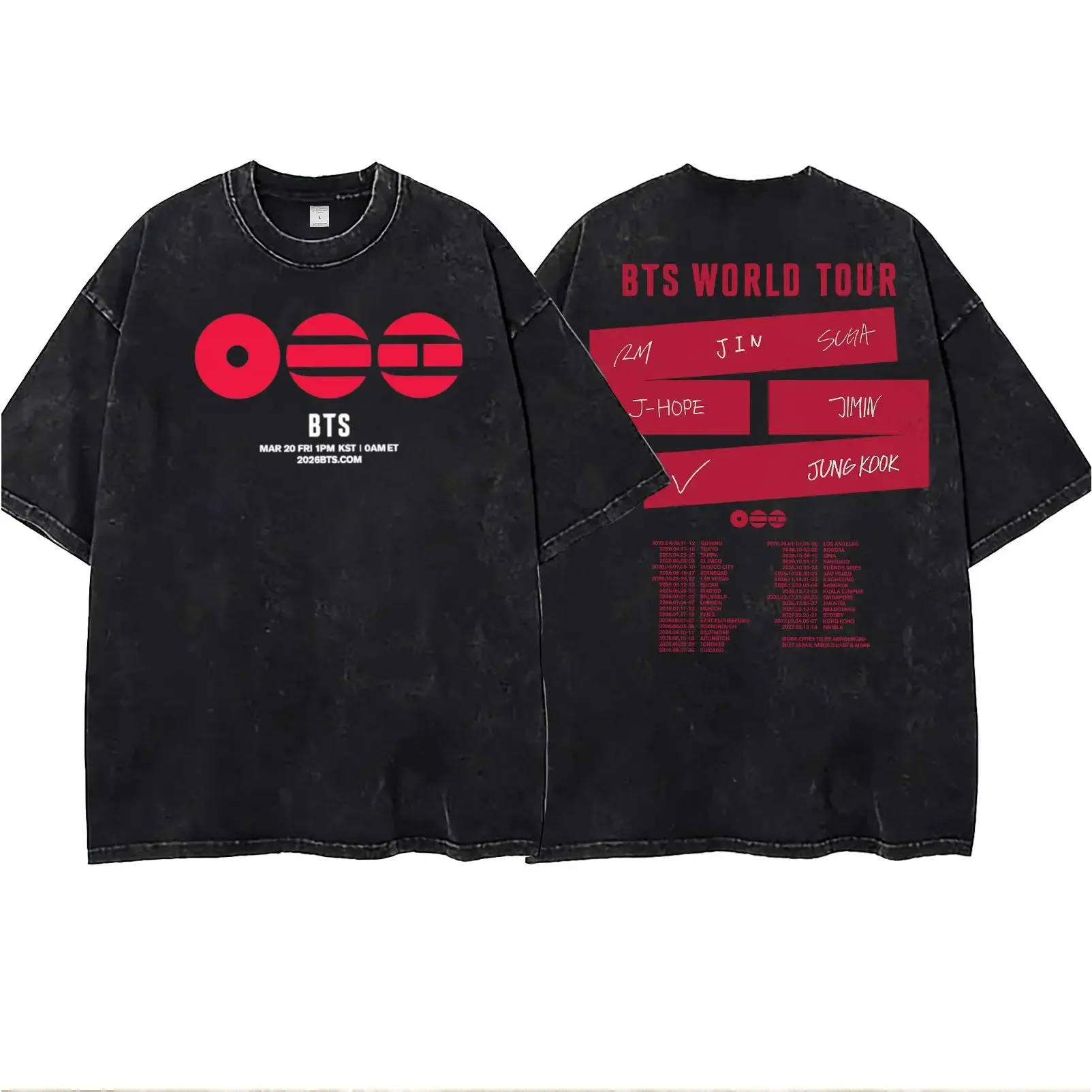  Women's/Men's Casual T-shirt with American retro BTS support pattern print