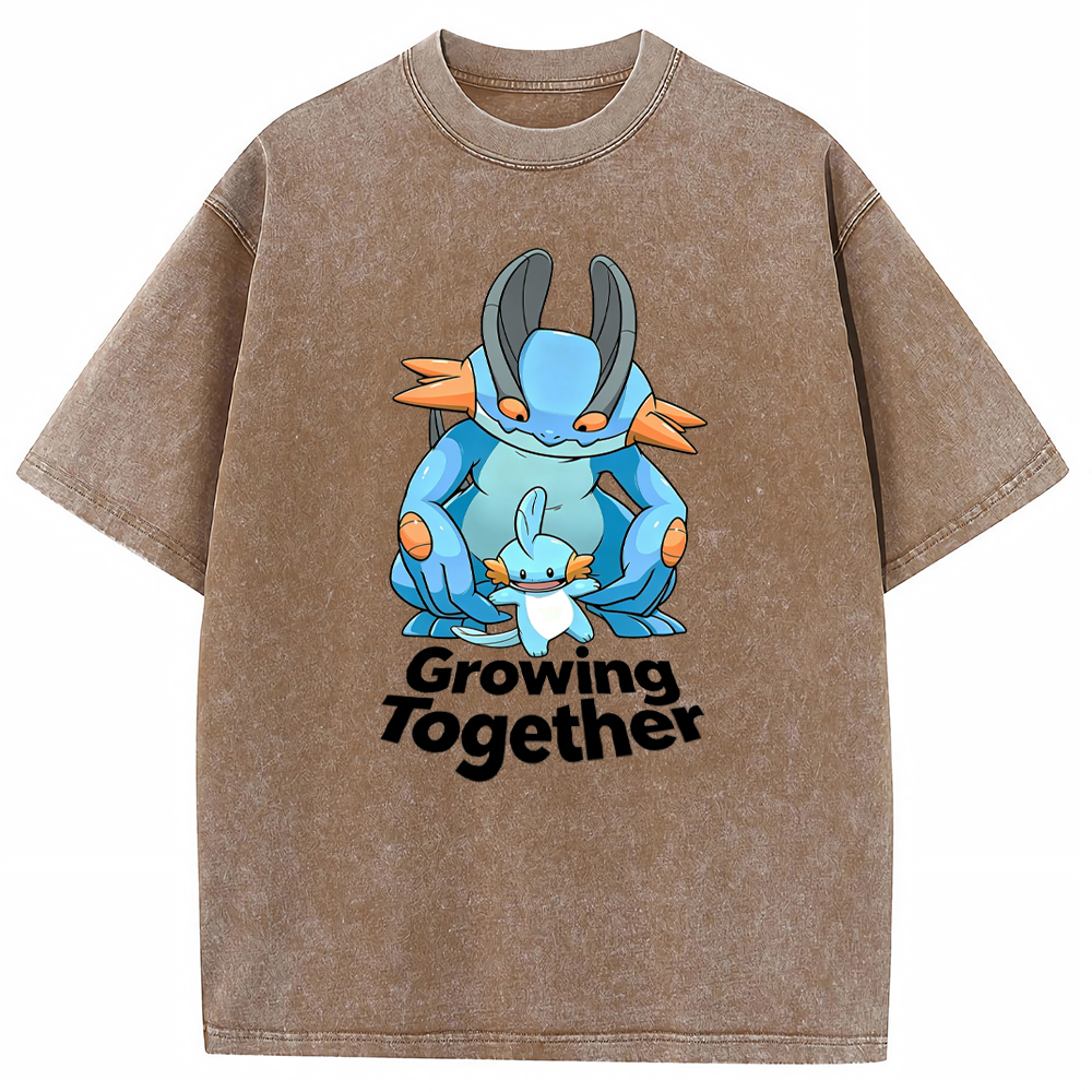 Growing Together Quote Cartoon Vintage Washed T-Shirt