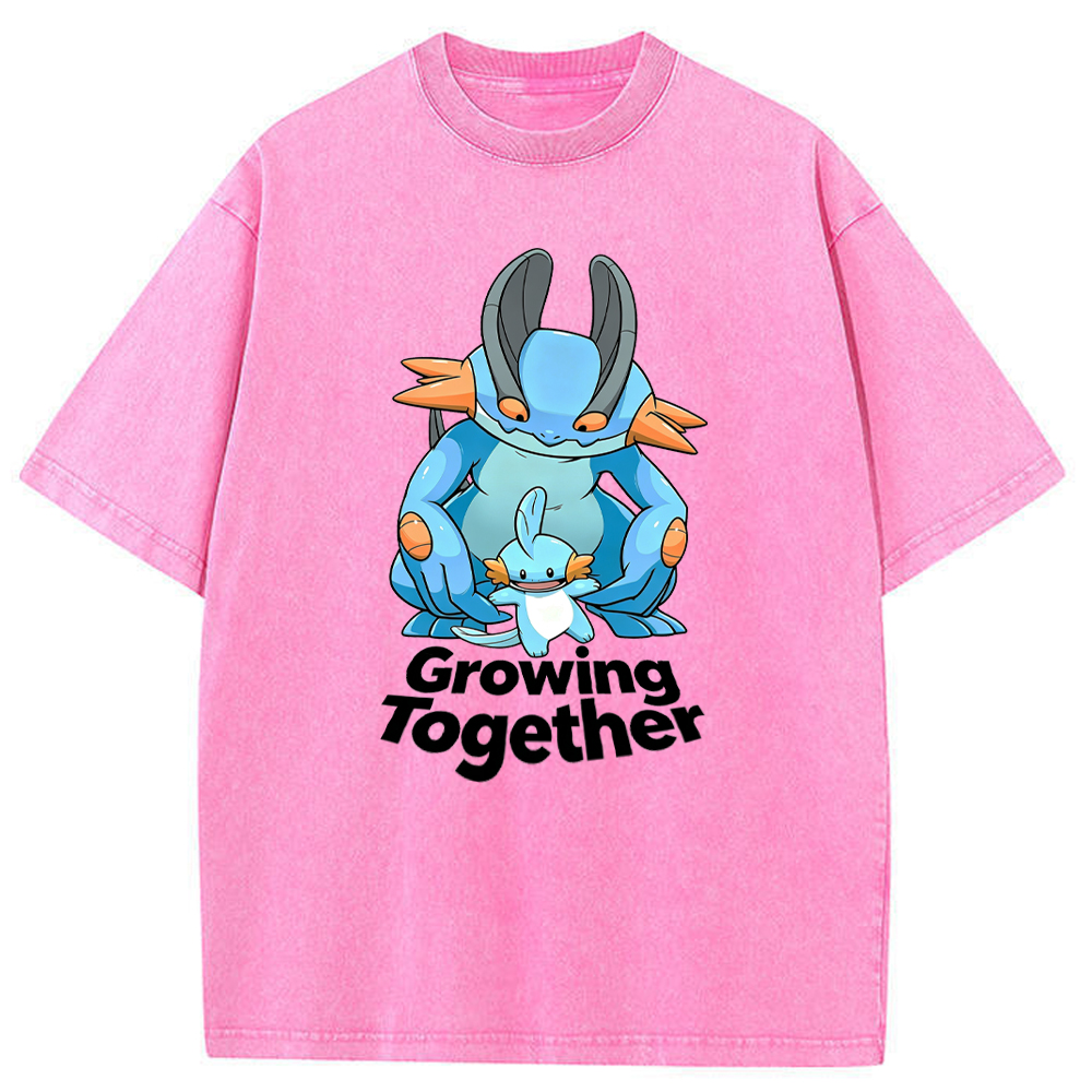 Growing Together Quote Cartoon Vintage Washed T-Shirt
