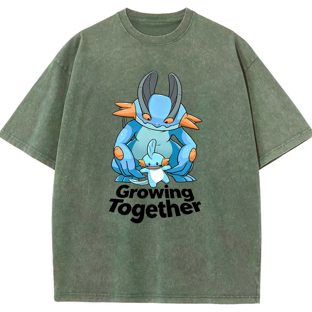 Growing Together Quote Cartoon Vintage Washed T-Shirt