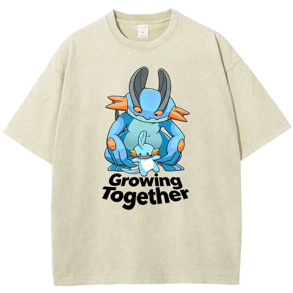 Growing Together Quote Cartoon Vintage Washed T-Shirt
