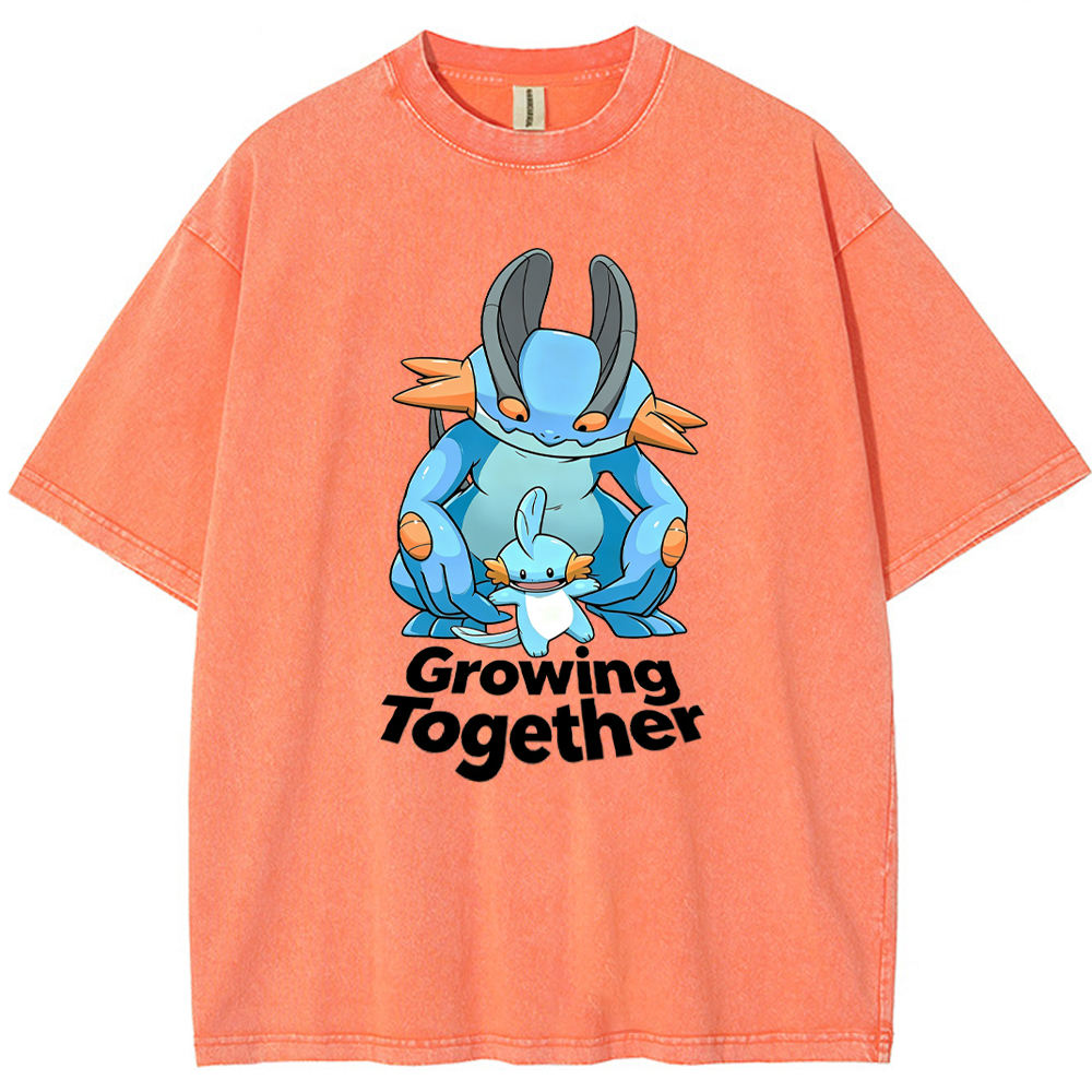 Growing Together Quote Cartoon Vintage Washed T-Shirt