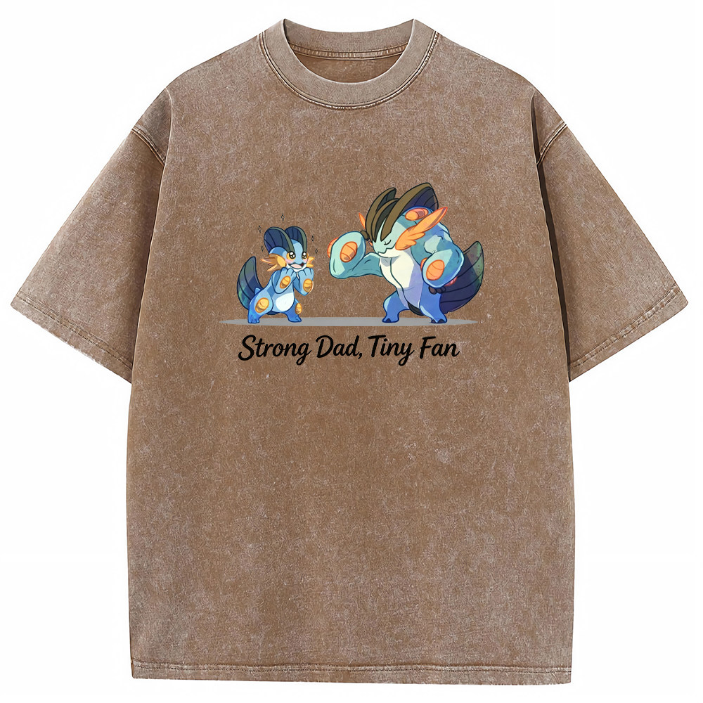 Strong Dad Tiny Fan Quote Cartoon Vintage Washed T-Shirt
