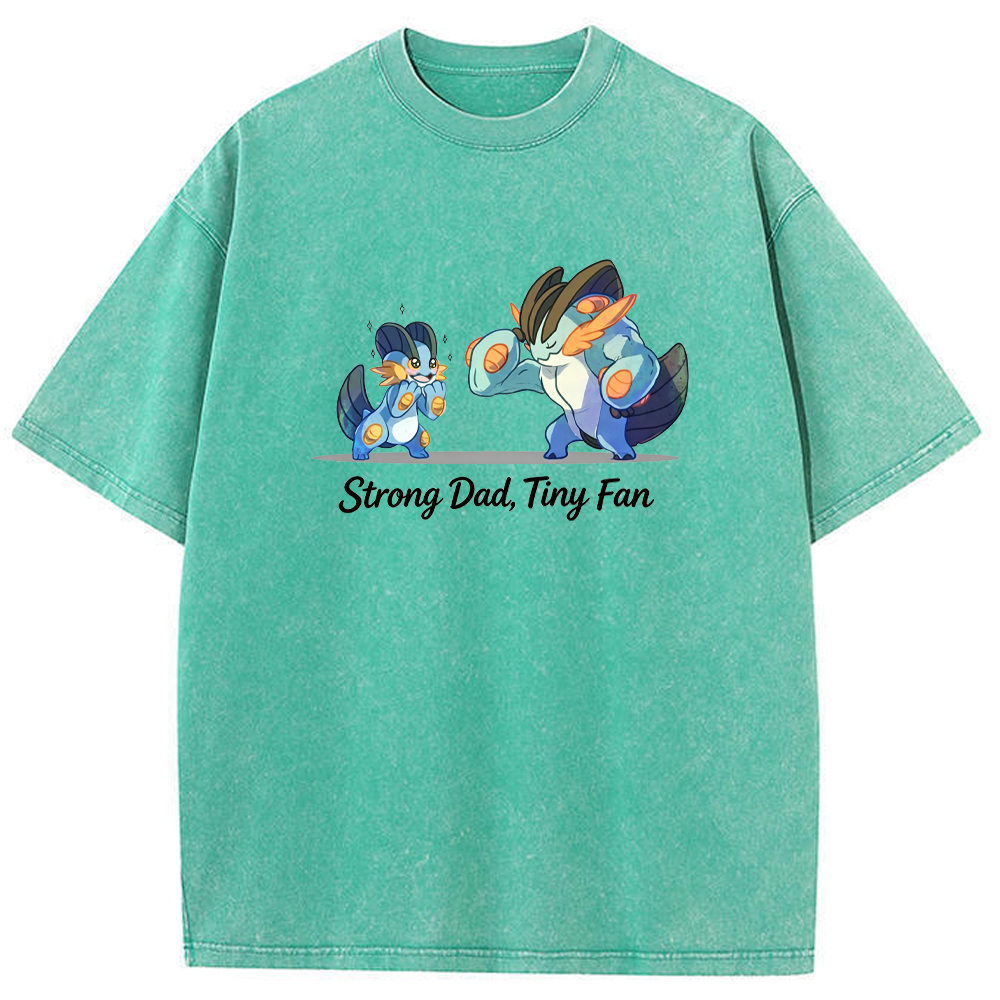 Strong Dad Tiny Fan Quote Cartoon Vintage Washed T-Shirt