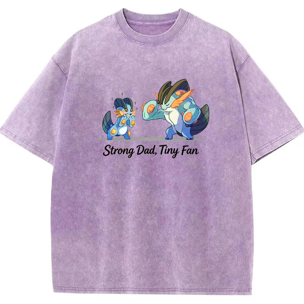 Strong Dad Tiny Fan Quote Cartoon Vintage Washed T-Shirt