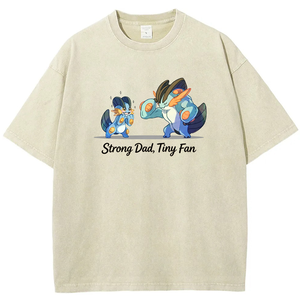 Strong Dad Tiny Fan Quote Cartoon Vintage Washed T-Shirt