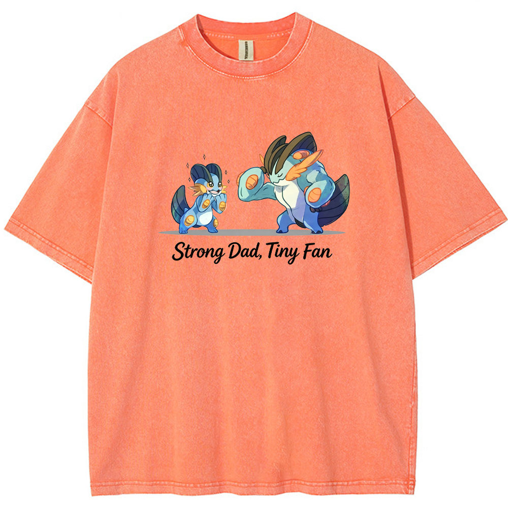 Strong Dad Tiny Fan Quote Cartoon Vintage Washed T-Shirt