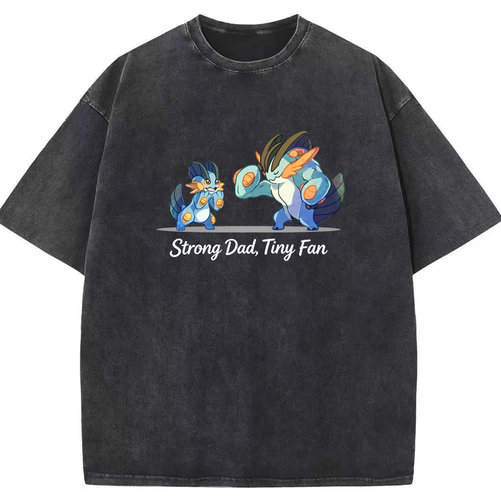 Strong Dad Tiny Fan Quote Cartoon Vintage Washed T-Shirt