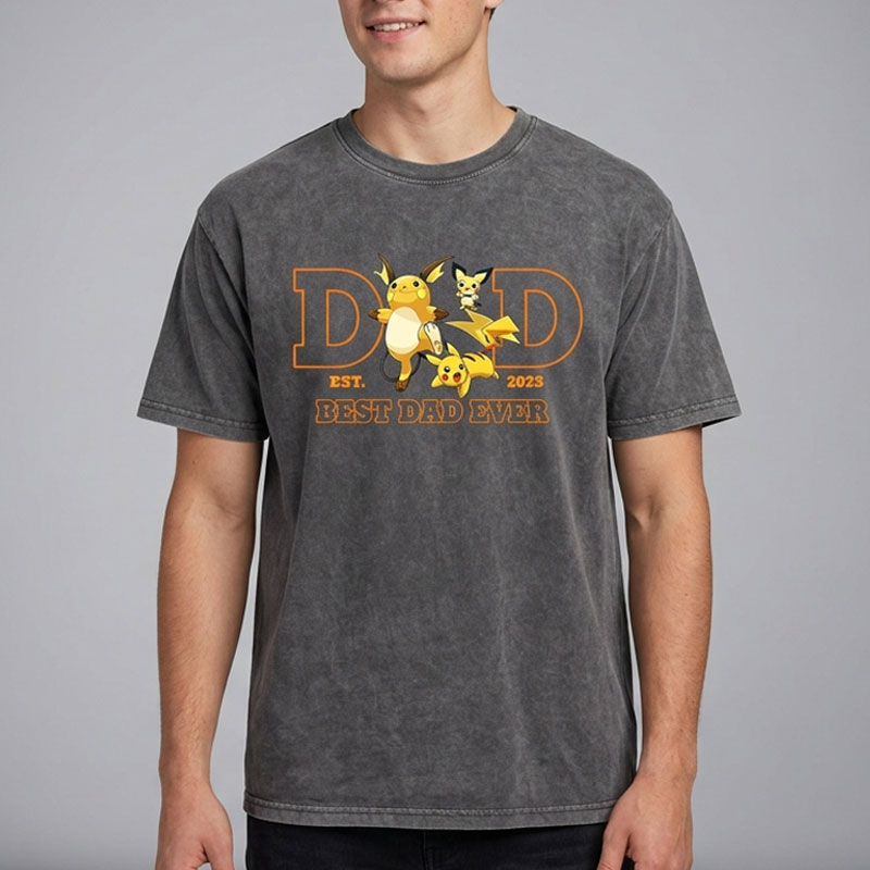 Custom Pokemon Dad Vintage Washed Tee