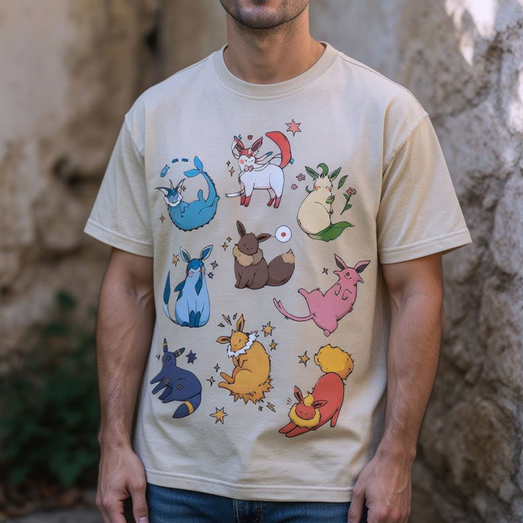 Eevee Evolution Form Unisex Vintage Washed Tee