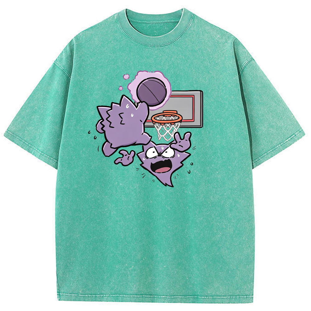Gengar Evolution Line Playing Basketball Cartoon Tee | Pokemon Anime