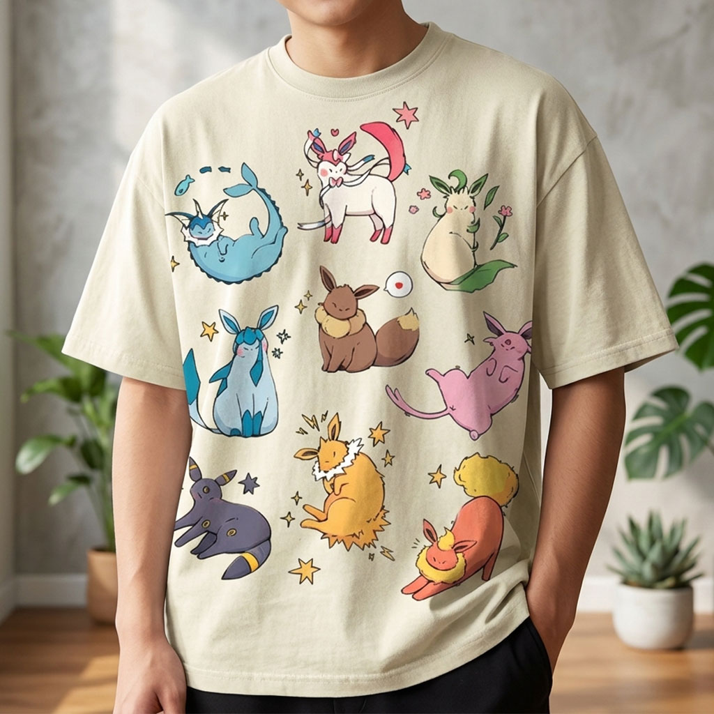 Eevee Evolution Form Unisex Vintage Washed Tee