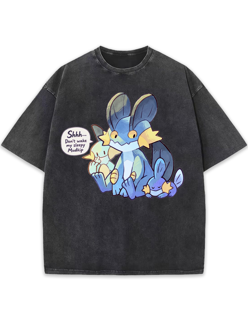 Parent & Kid Mudkip Evolution Family Sleepy Cuddle Vintage Washed T-Shirt