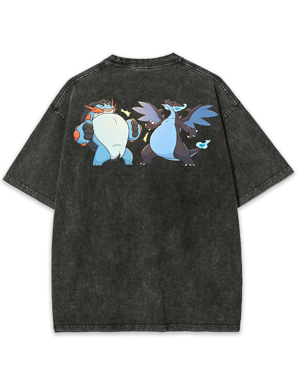 Parent & Kid Mudkip & Charmander Happy Buddy Vintage Washed T-Shirt