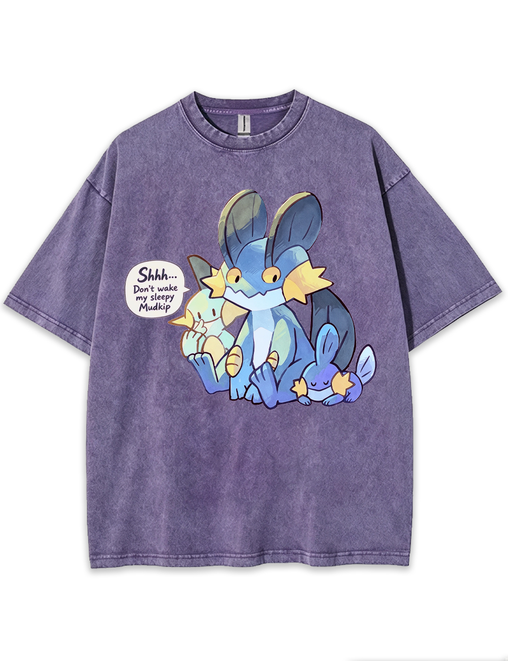 Parent & Kid Mudkip Evolution Family Sleepy Cuddle Vintage Washed T-Shirt