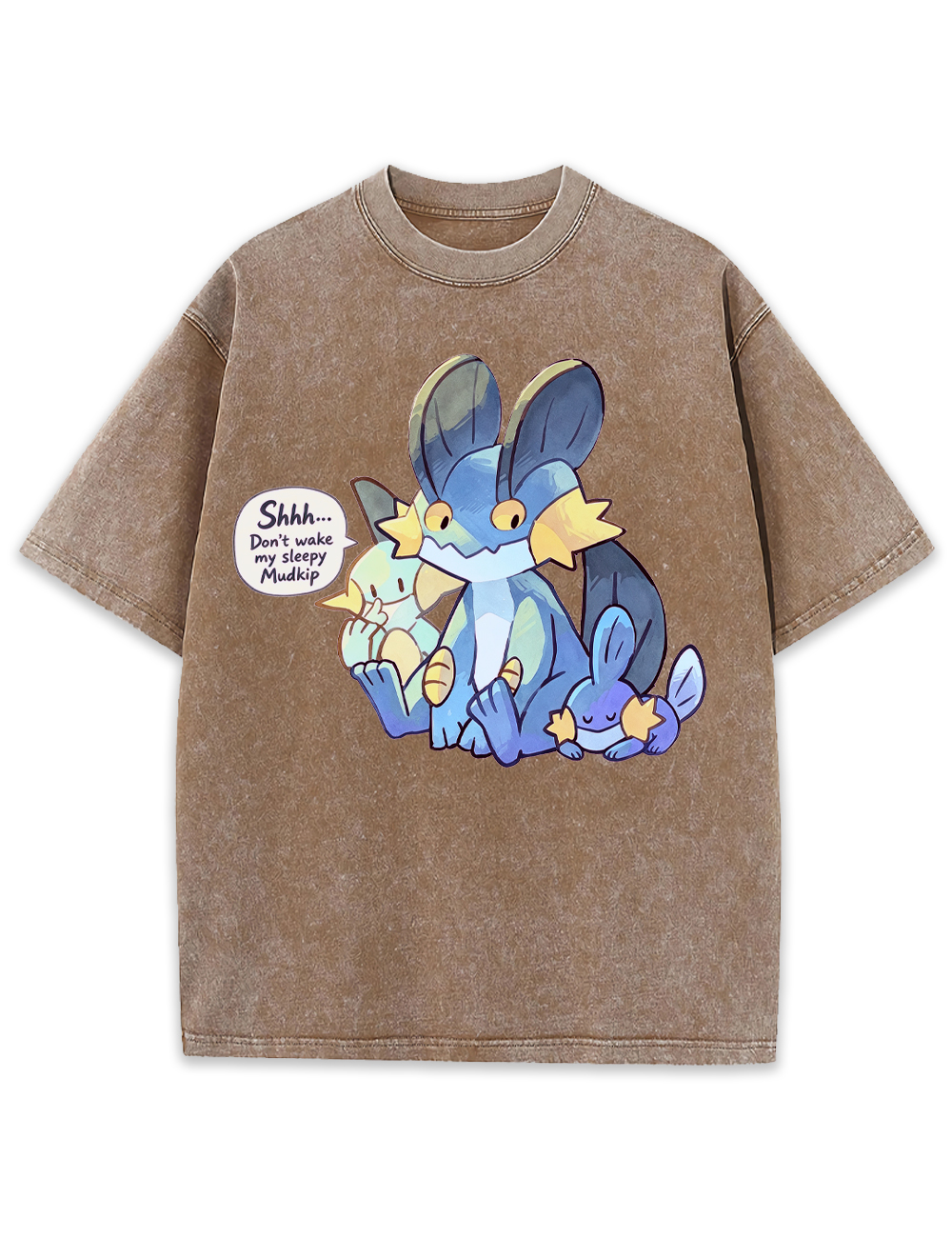 Parent & Kid Mudkip Evolution Family Sleepy Cuddle Vintage Washed T-Shirt