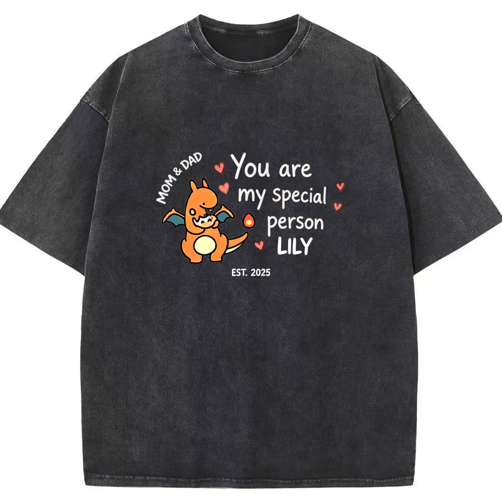 Parent & Kid You Are My Special Person Quote Custom Name EST. Year Vintage Washed T-Shirt | Pokemon Anime