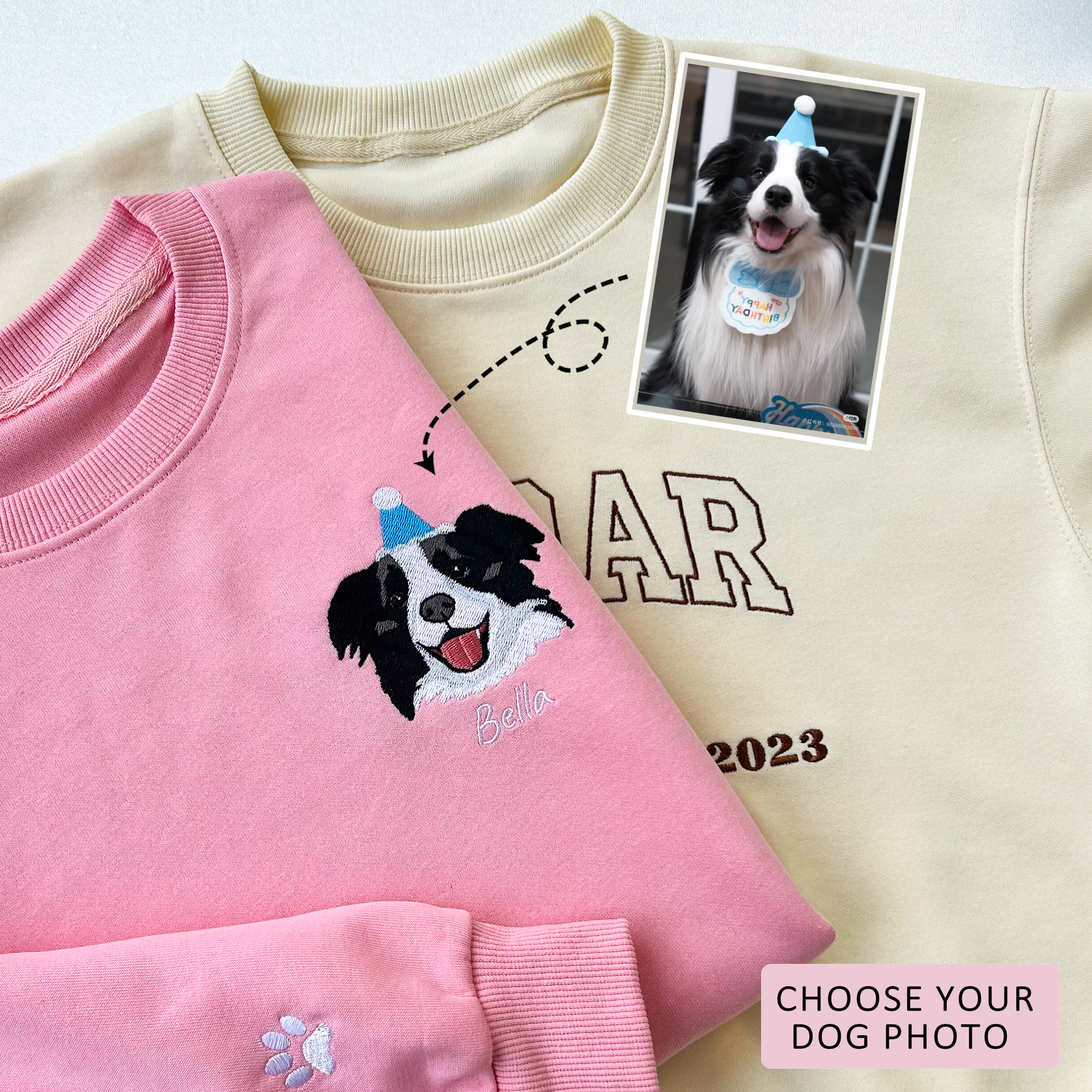 Custom Dog Face Embroidered Sweatshirt-Gift For Custom