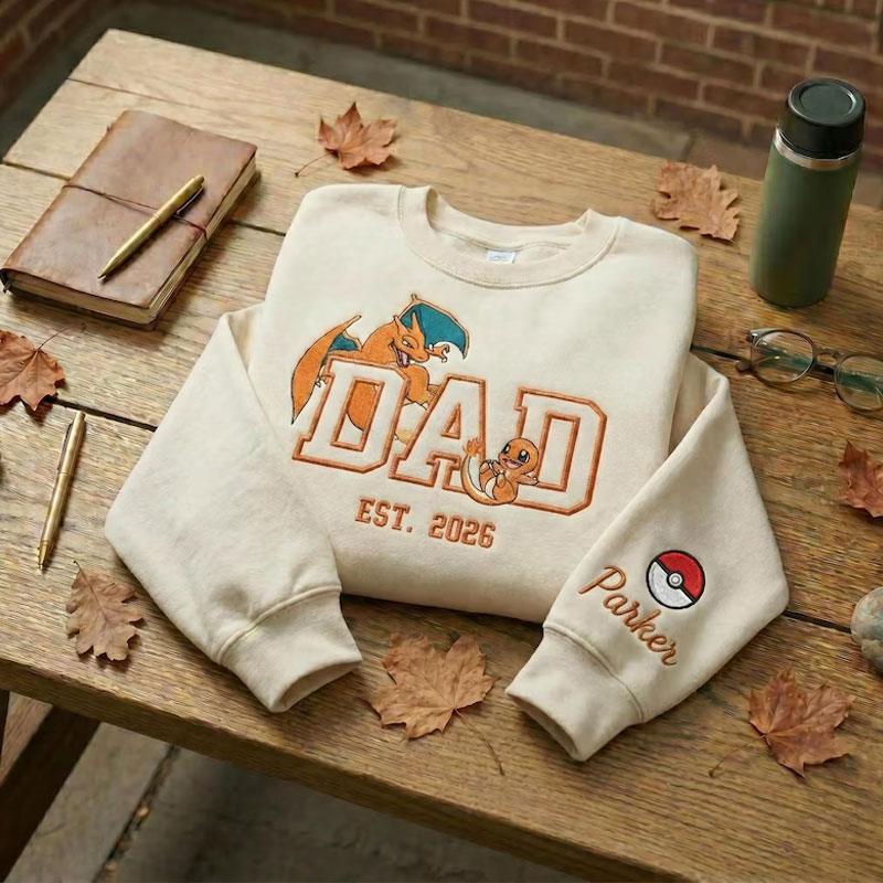 Custom Embroidered Anime Sweatshirt, Personalized PokaDad Character Hoodie