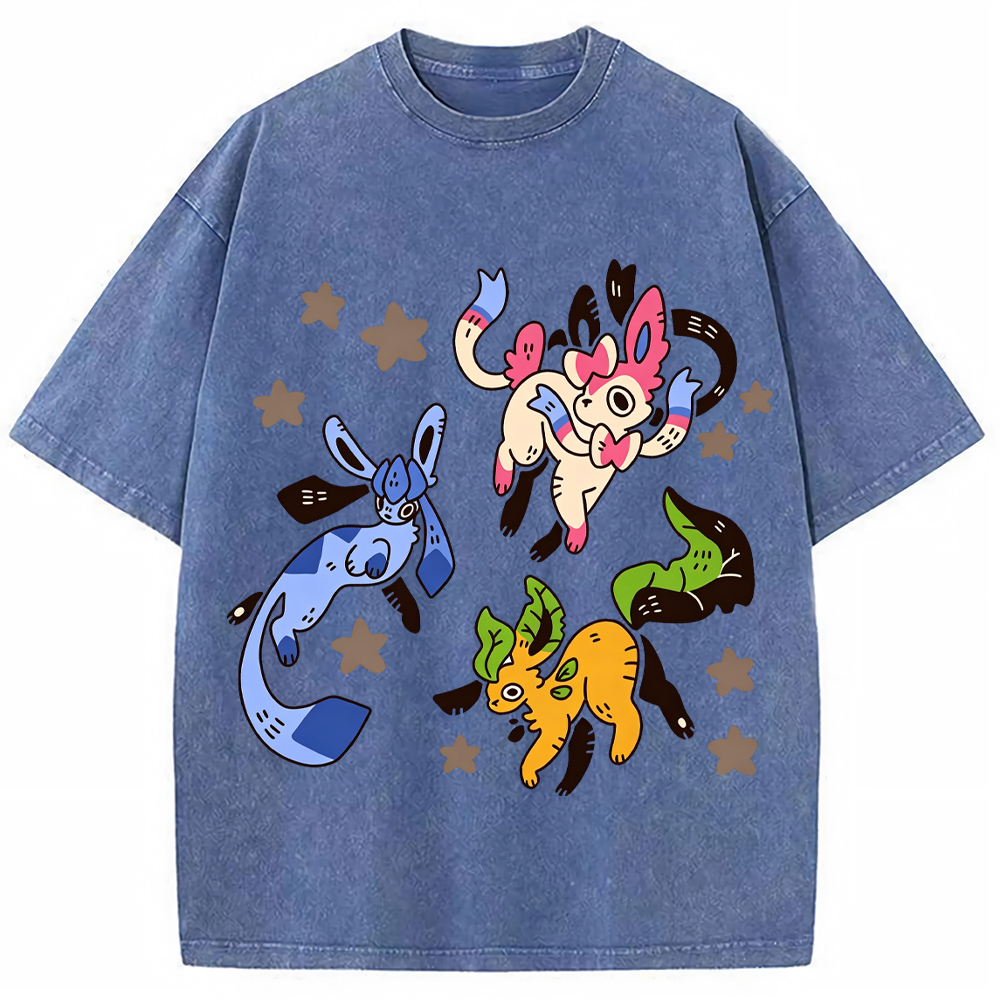 Leafeon Glaceon Sylveon Group Cartoon Tee | Pokemon Anime