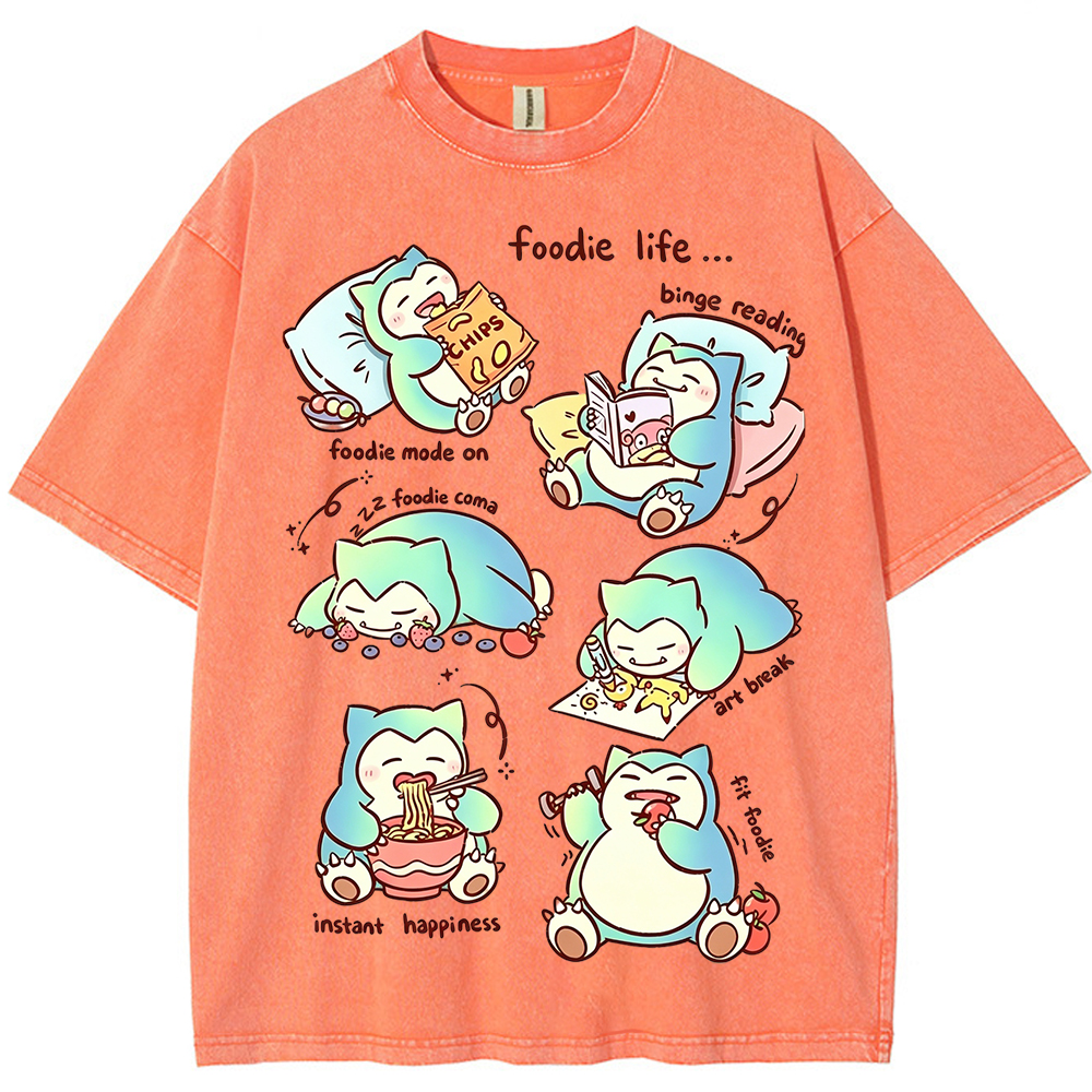 Vintage Washed Snorlax Foodie Life Graphic Tee