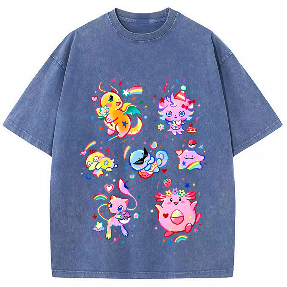 Rainbow Candy Kawaii Pokemon Mix Cartoon Tee | Pokemon Anime