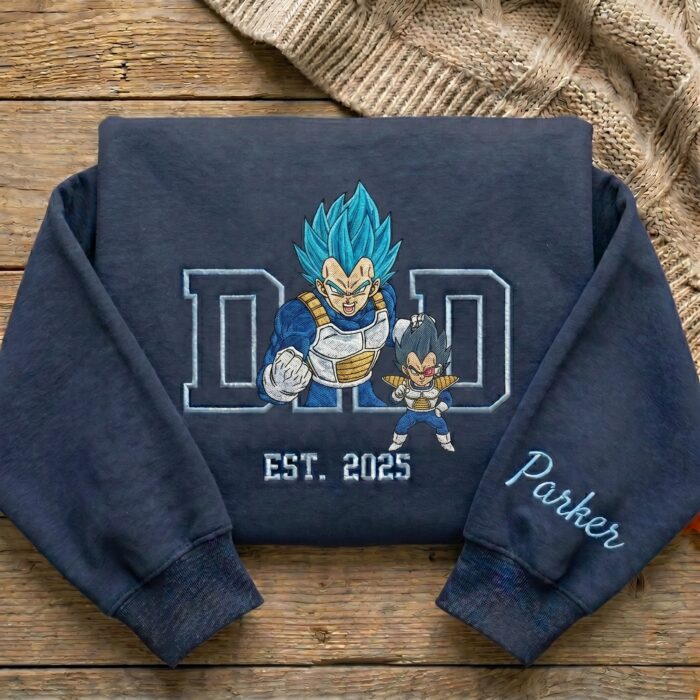 Embroidered Anime Dad Shirt, Personalized Anime Father's Day Gift