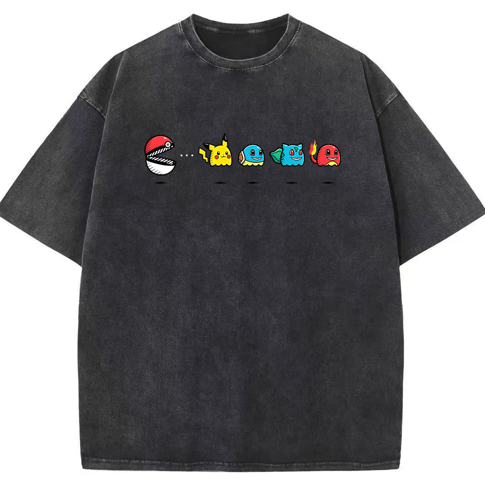 Pokeball & Starter Pokemon Marching Squad Cartoon Tee | Pokemon Anime