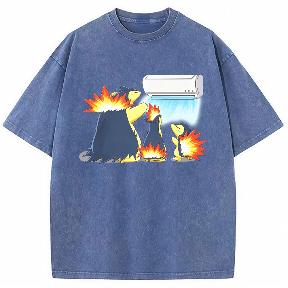 Parent & Kid Family Typhlosion Evolution Group Air‑Condition Vintage Washed T‑Shirt