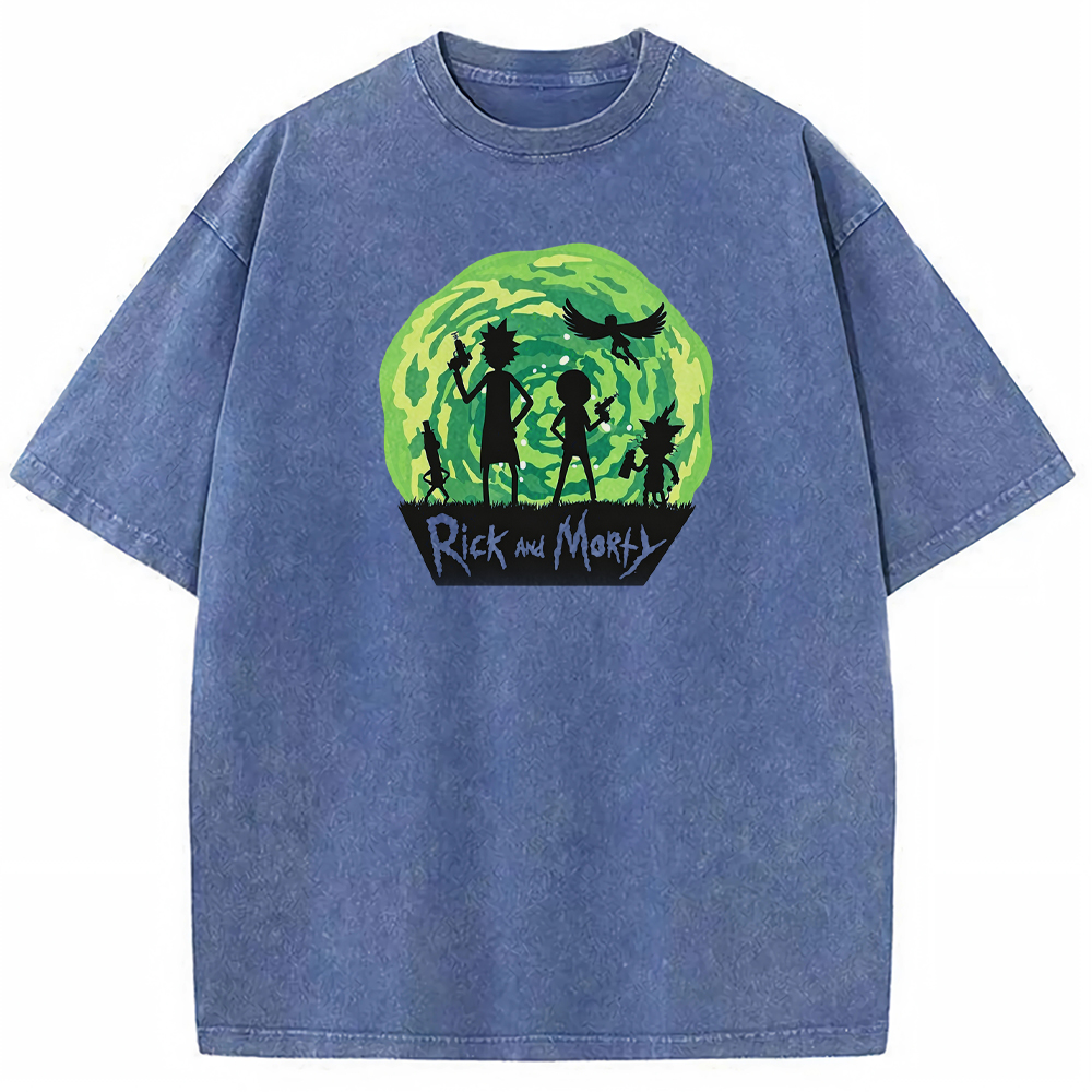 Portal Sci‑Fi Rick and Morty Portal Silhouette Group Cartoon Tee