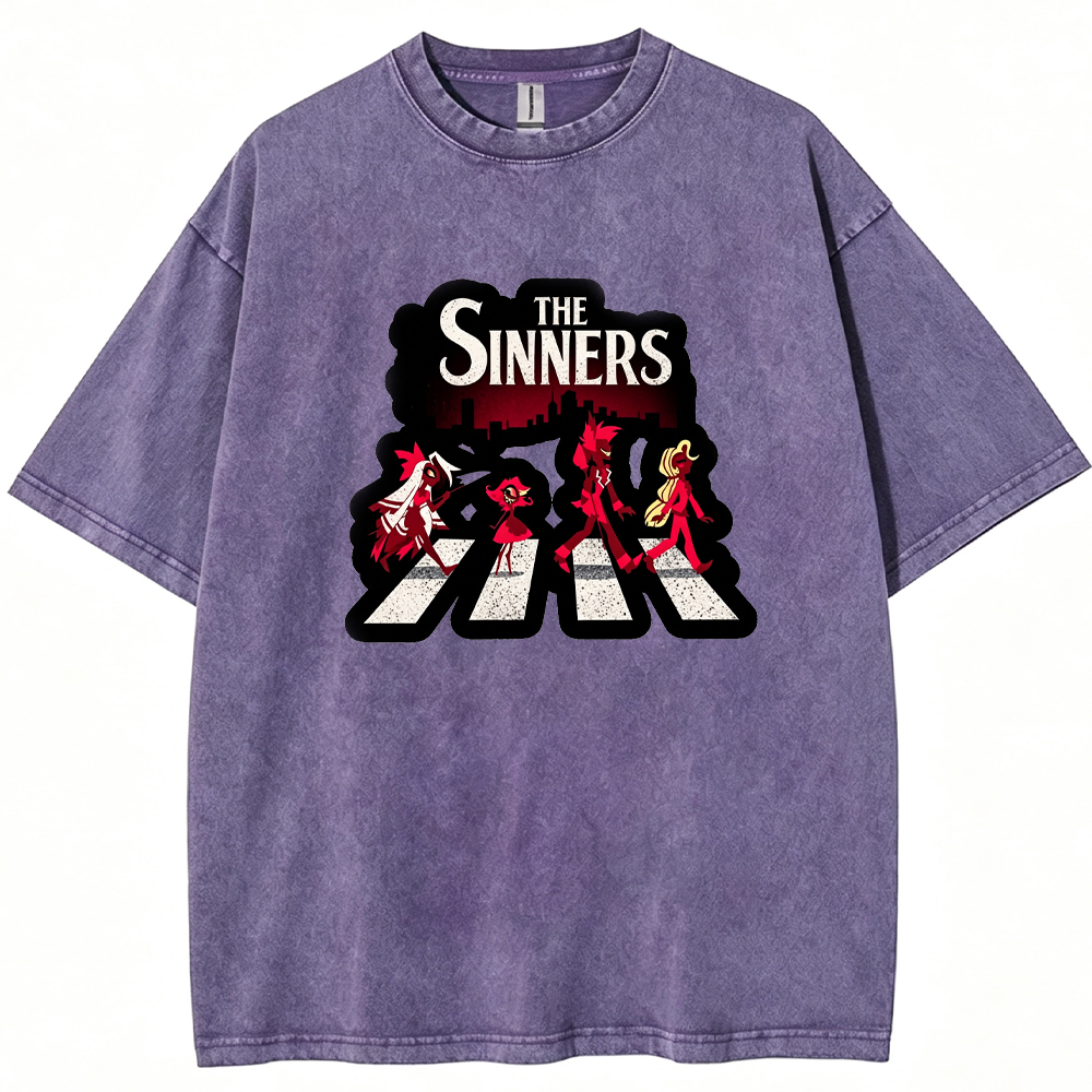 Hell Demon Demon Characters Abbey Road Crosswalk Parody Group Art Cartoon Tee