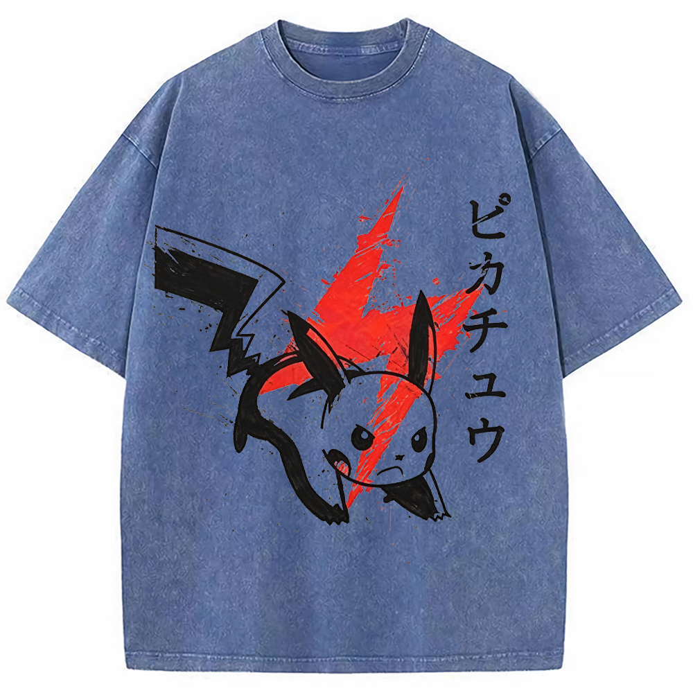 Ink Art Pikachu Splash Graphic Tee | Pokemon Anime