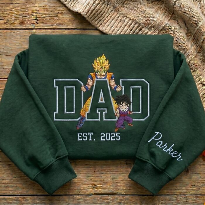 Custom Super Saiyan Dad Shirt, Personalized Anime Father's Day Gift