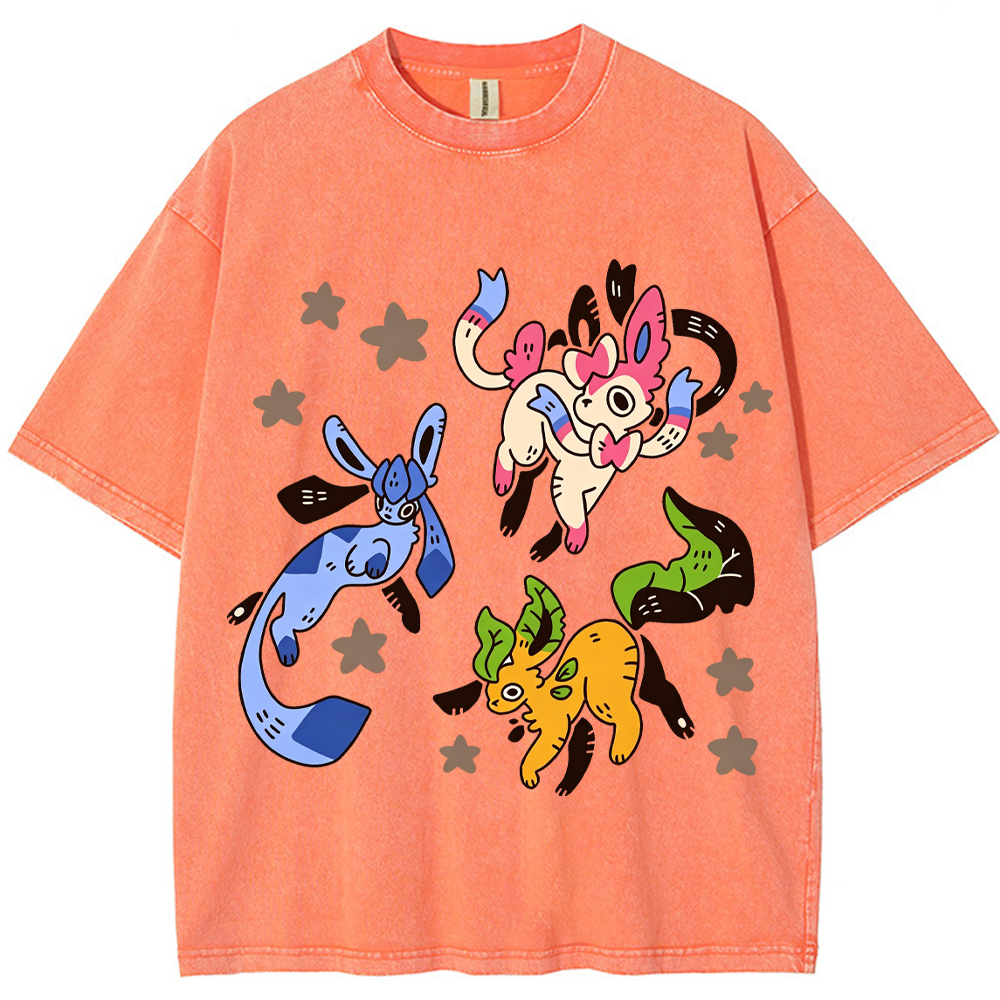 Leafeon Glaceon Sylveon Group Cartoon Tee | Pokemon Anime