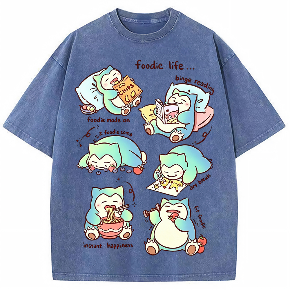 Vintage Washed Snorlax Foodie Life Graphic Tee