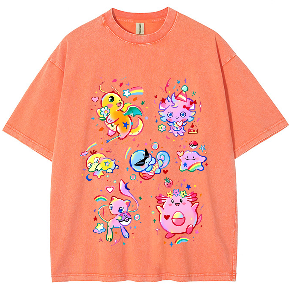 Rainbow Candy Kawaii Pokemon Mix Cartoon Tee | Pokemon Anime