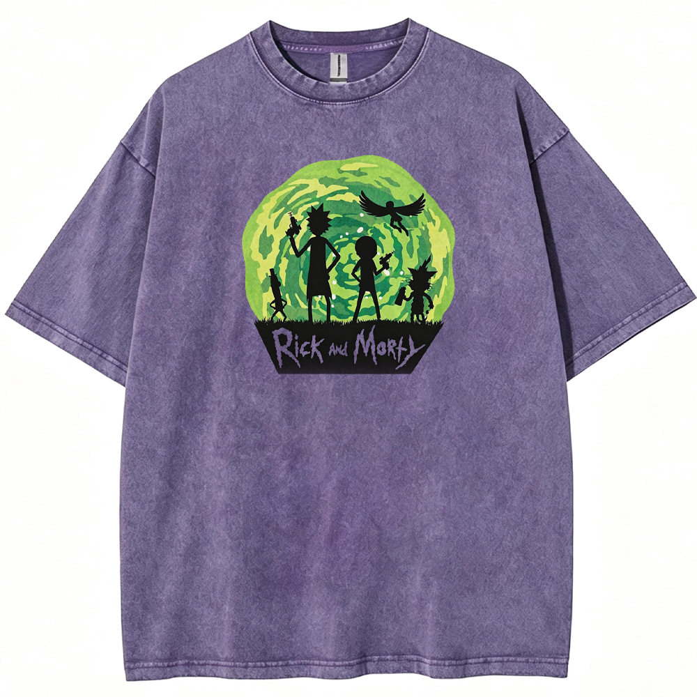 Portal Sci‑Fi Rick and Morty Portal Silhouette Group Cartoon Tee