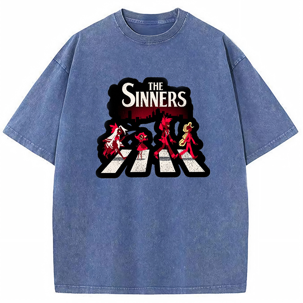 Hell Demon Demon Characters Abbey Road Crosswalk Parody Group Art Cartoon Tee