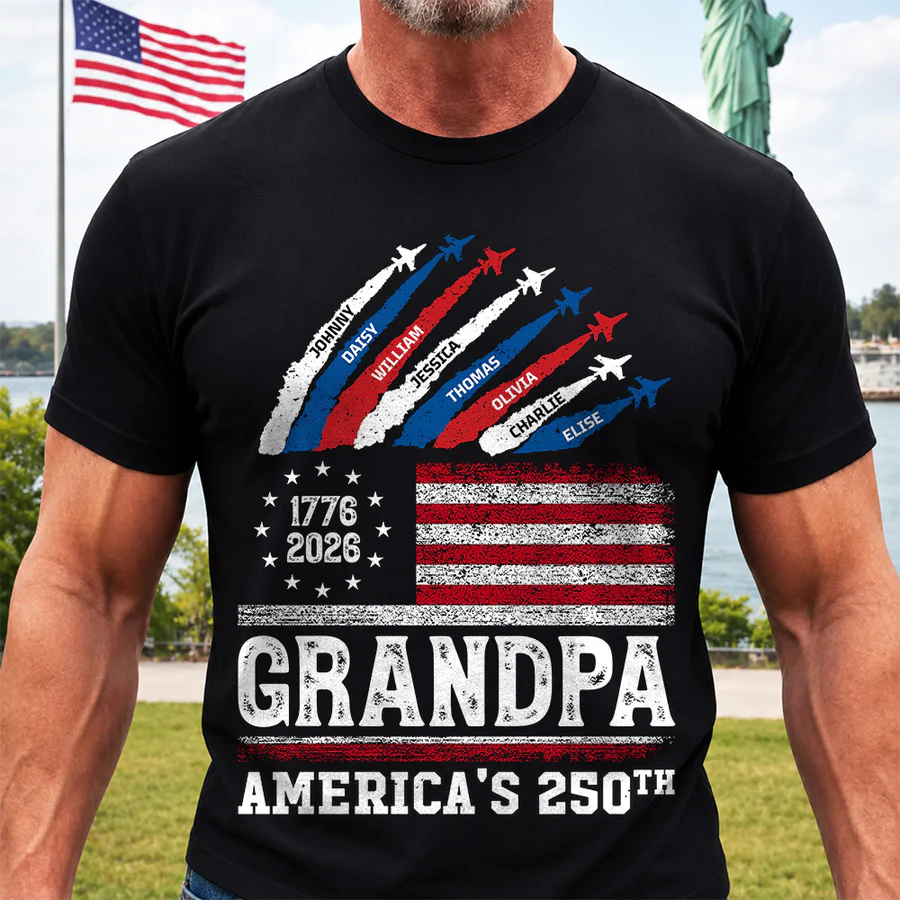 Proud Dad Grandpa Nation Flag American 250th Anniversary