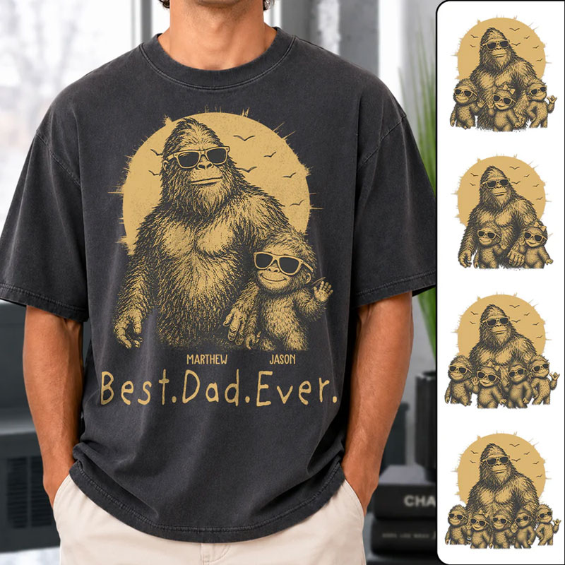 Personalized Papasquatch, Gifts for Dad Funny Papa Tshirt Cool Daddy Bigfoot Tee